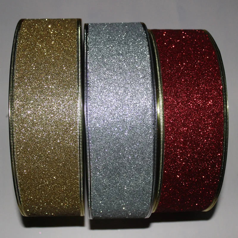 Wired Glitter Christmas Ribbon, 2 m