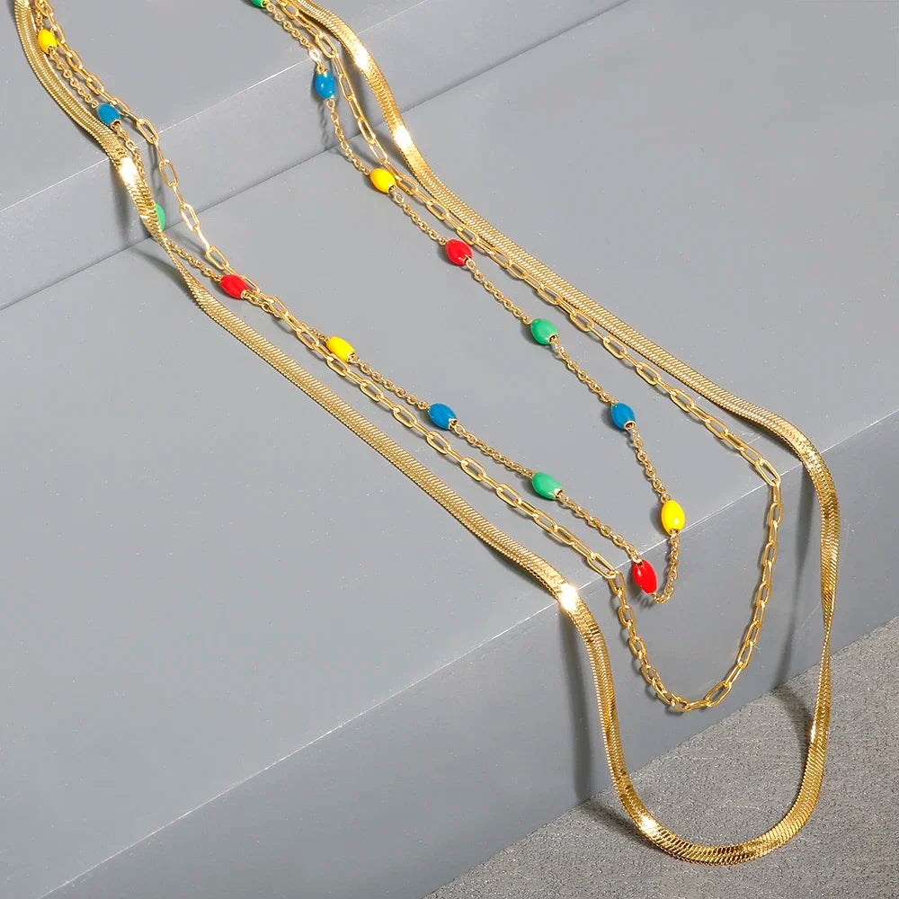 Gold-Tone Stainless Steel Textured Necklace