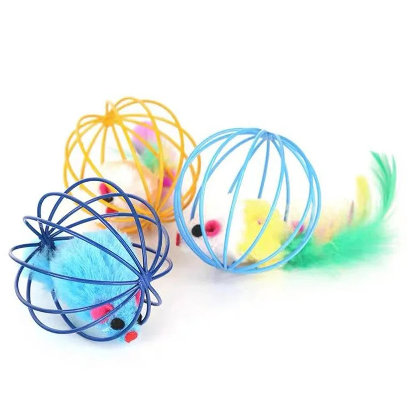 Mouse-in-Cage Interactive Cat Toy