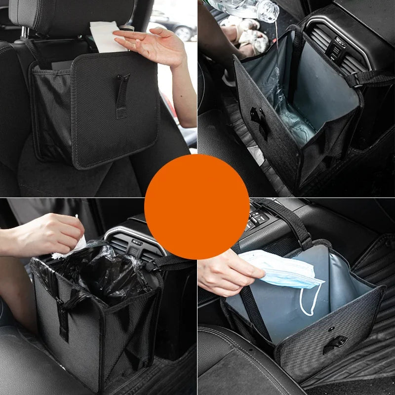 Foldable Seat-Back Car Trash Bin