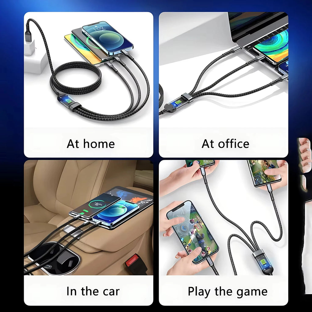 3-in-1 Charging Cable with Power Display