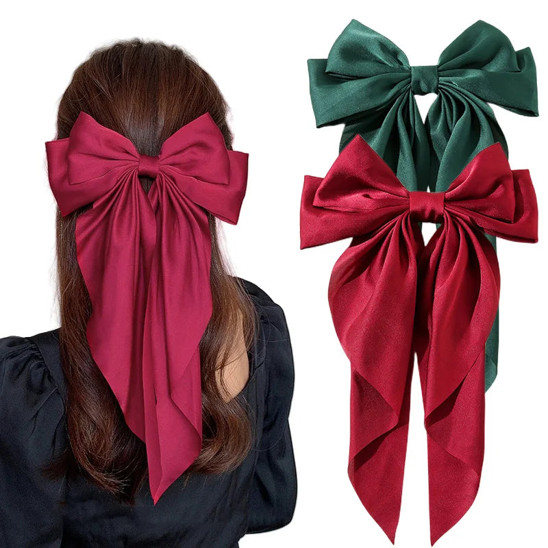 Oversized Satin Hair Bow Clip