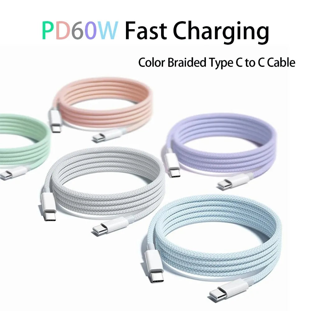 Braided USB-C to USB-C Charging Cable, 60W