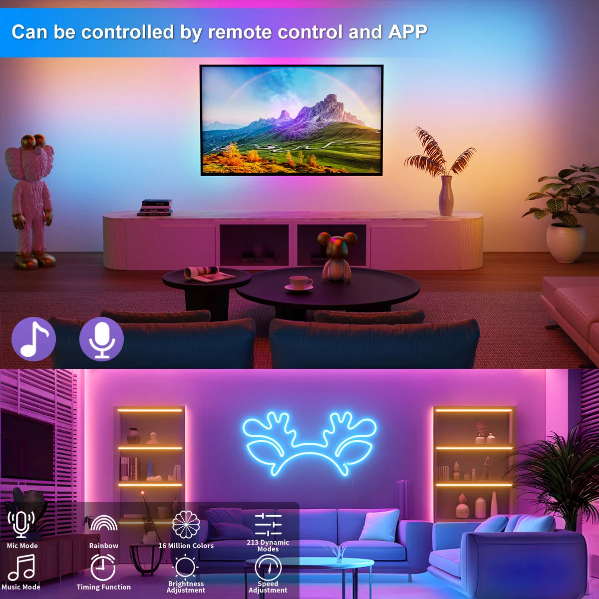 USB RGBIC Neon LED Strip Light with App & Remote