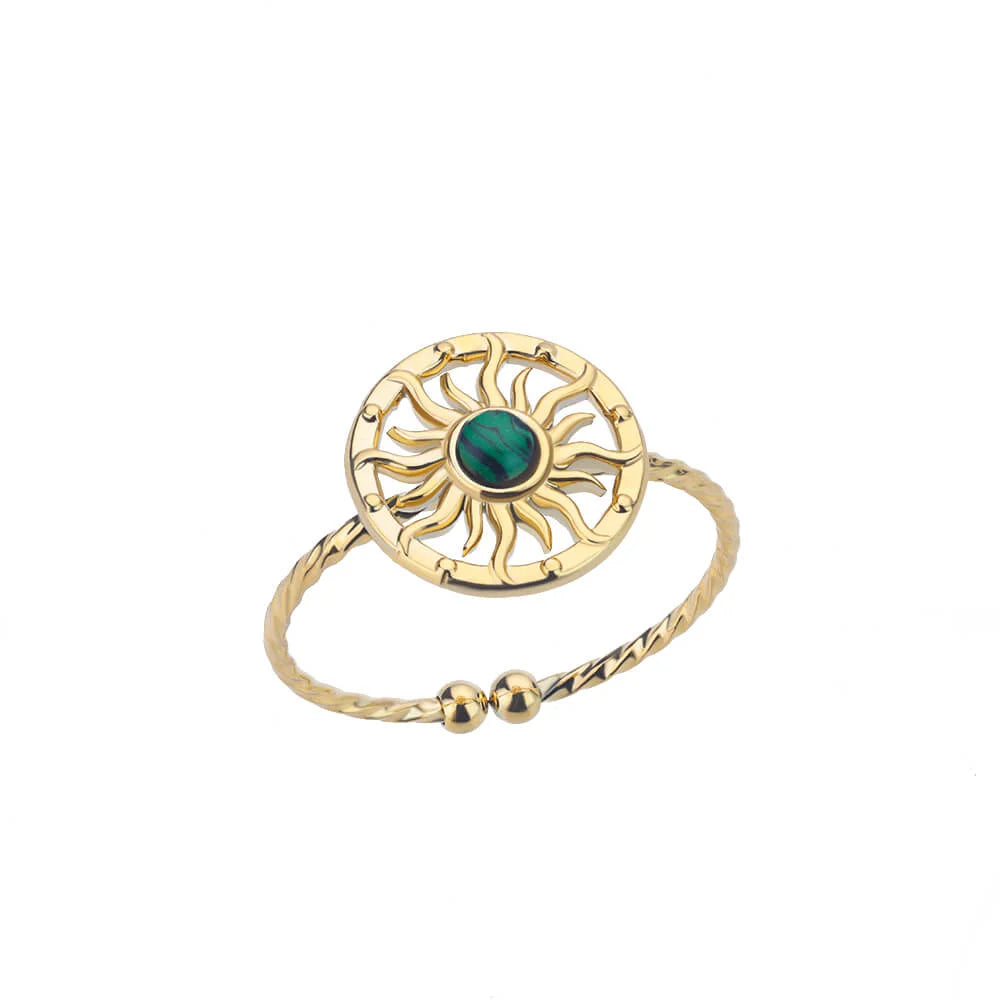 Adjustable Opal-Effect Ring, Gold-Tone Steel