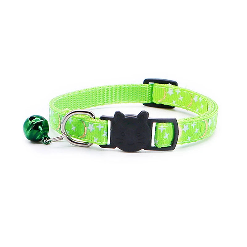 Star & Moon Cat Collar with Bell and Safety Buckle
