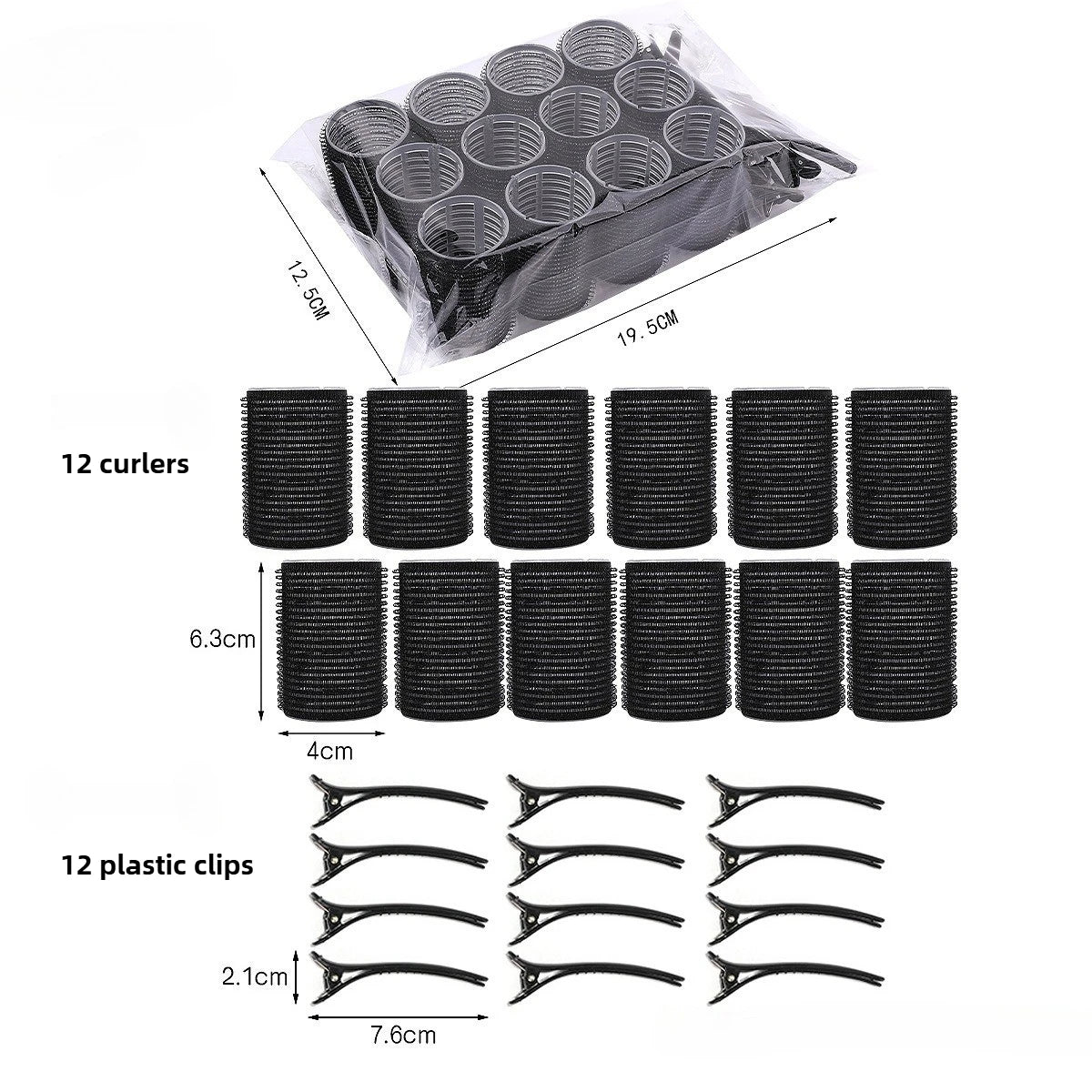 Self-Grip Hair Rollers Set with Clips