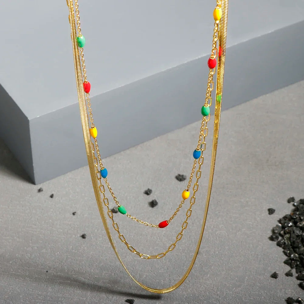 Gold-Tone Stainless Steel Textured Necklace