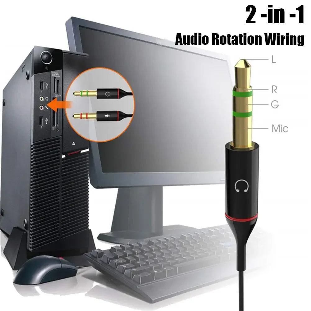 3.5 mm Headset Splitter for PC (Mic + Audio)