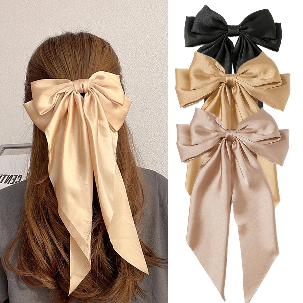 Oversized Satin Hair Bow Clip