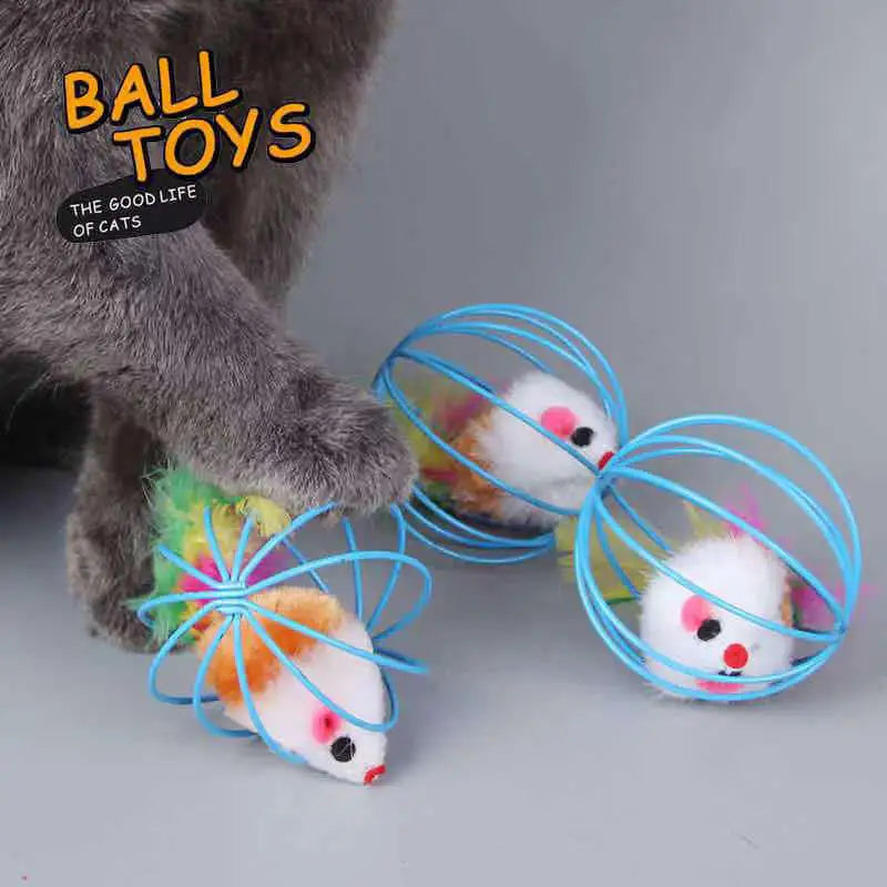 Mouse-in-Cage Interactive Cat Toy