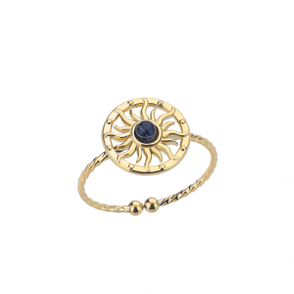 Adjustable Opal-Effect Ring, Gold-Tone Steel