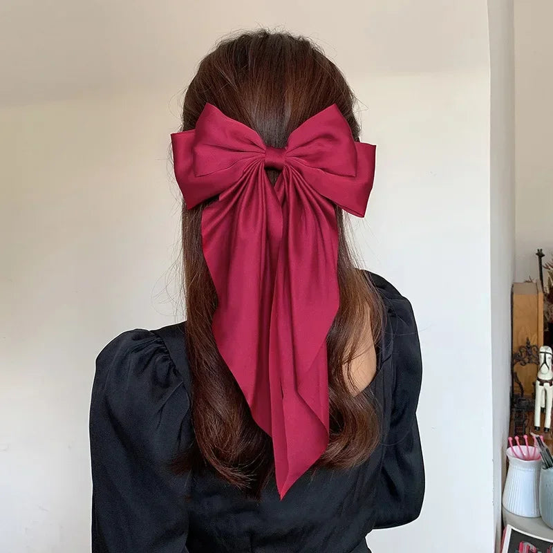 Oversized Satin Hair Bow Clip