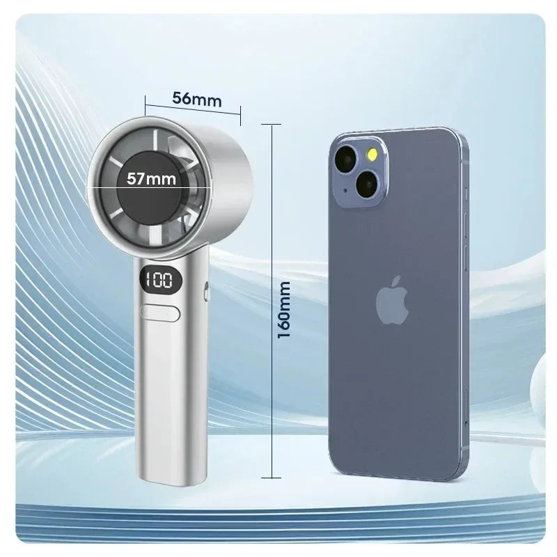 Mini Handheld Fan with Battery Display, USB-C Rechargeable
