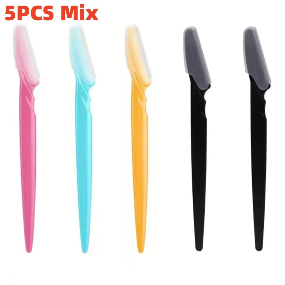 Brow & Face Razors with Covers, 5-Pack