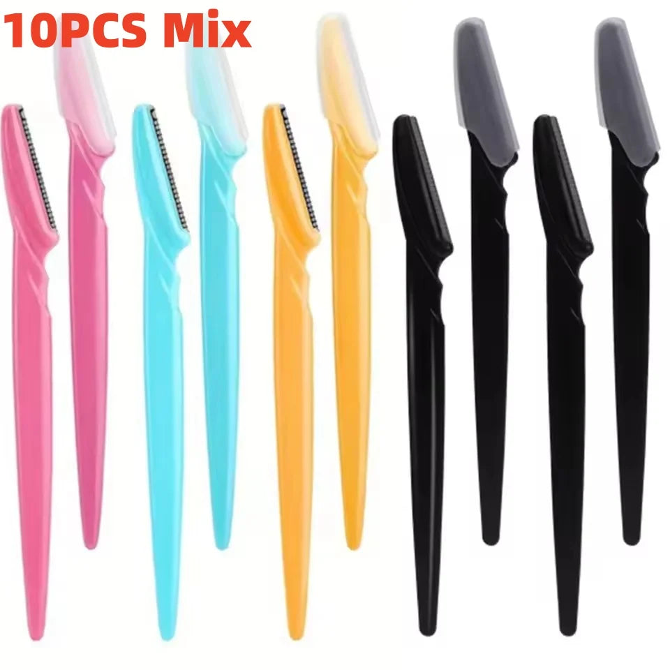 Brow & Face Razors with Covers, 5-Pack