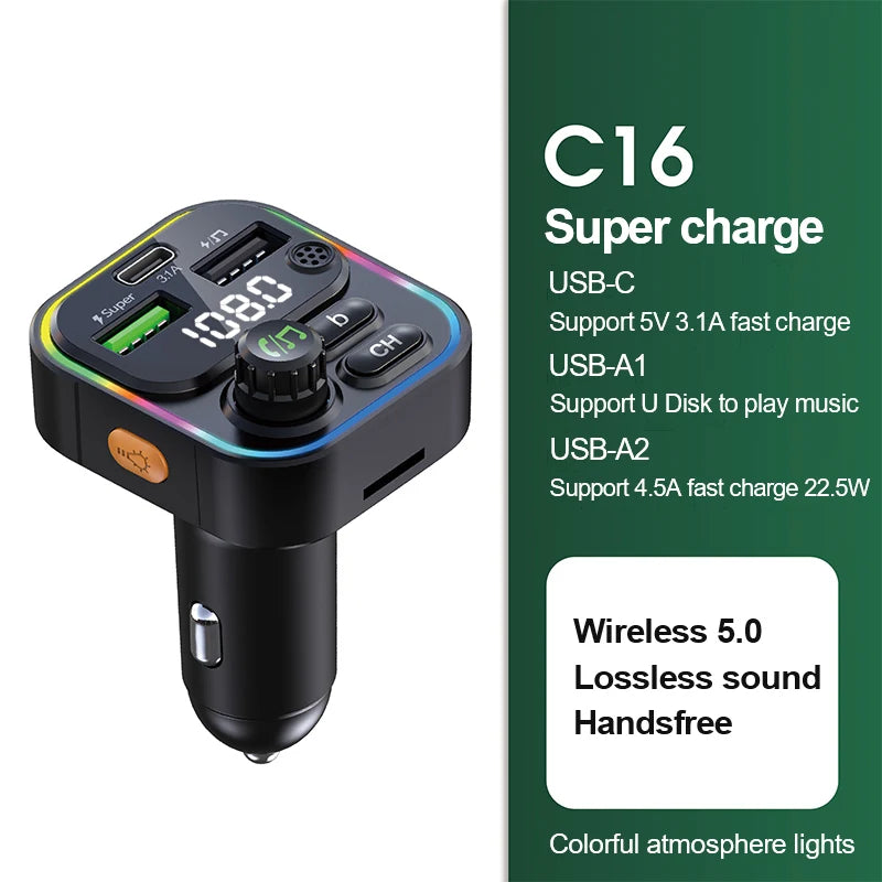 Bluetooth 5.0 FM Transmitter & Car Charger