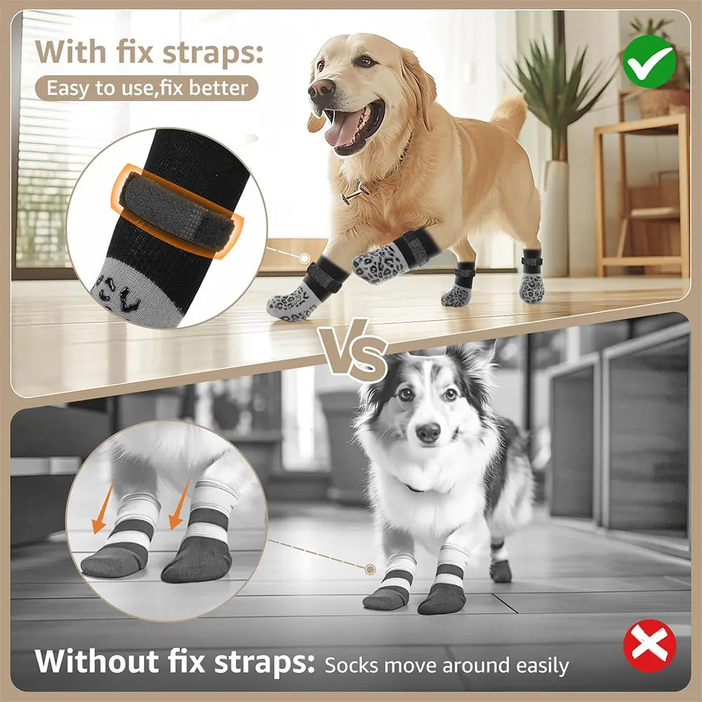 Non-Slip Dog Socks, 4-Pack