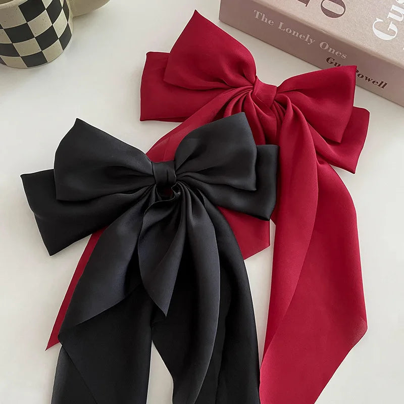 Oversized Satin Hair Bow Clip