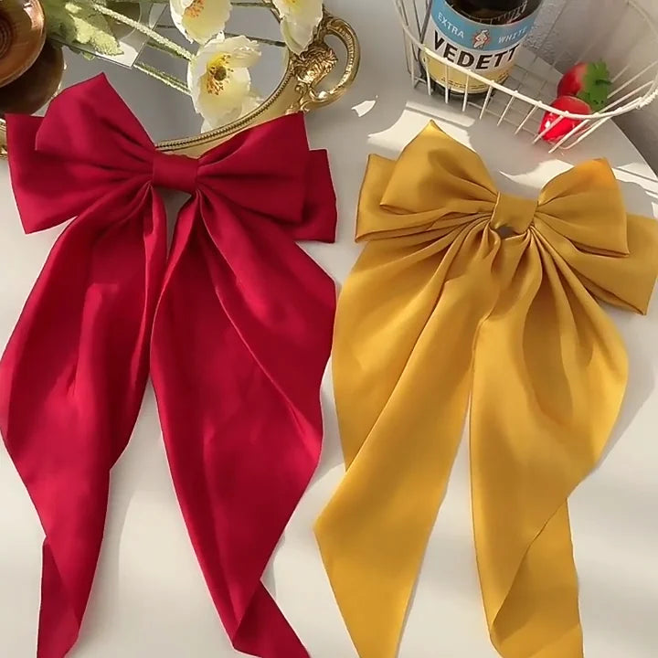 Oversized Satin Hair Bow Clip