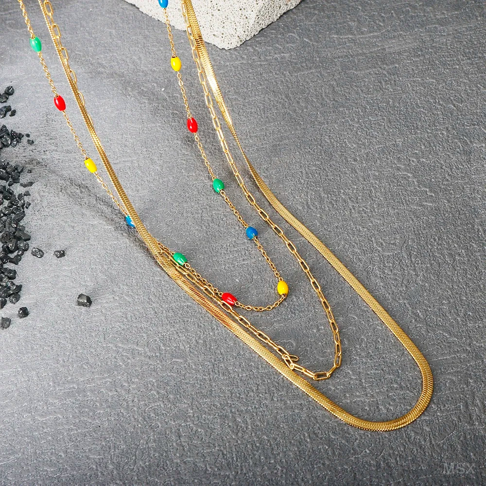 Gold-Tone Stainless Steel Textured Necklace