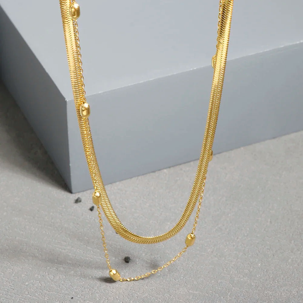 Gold-Tone Stainless Steel Textured Necklace