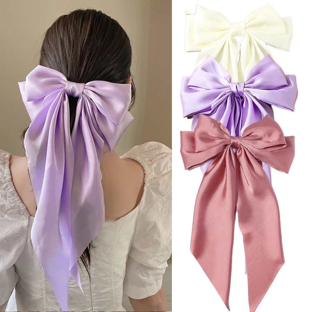 Oversized Satin Hair Bow Clip