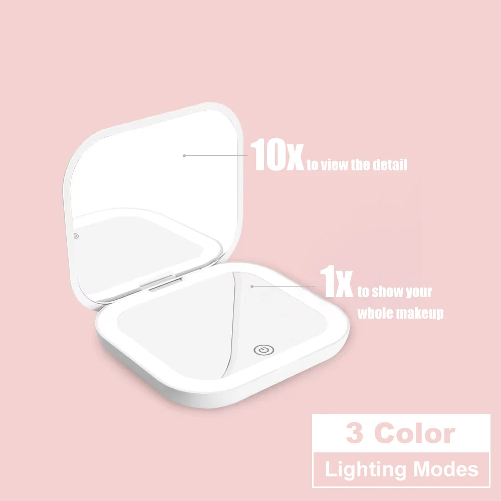 Rechargeable LED Compact Mirror, 1x & 2x