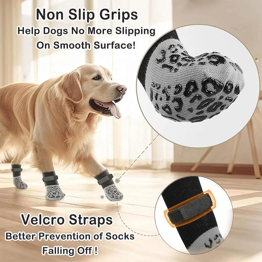 Non-Slip Dog Socks, 4-Pack