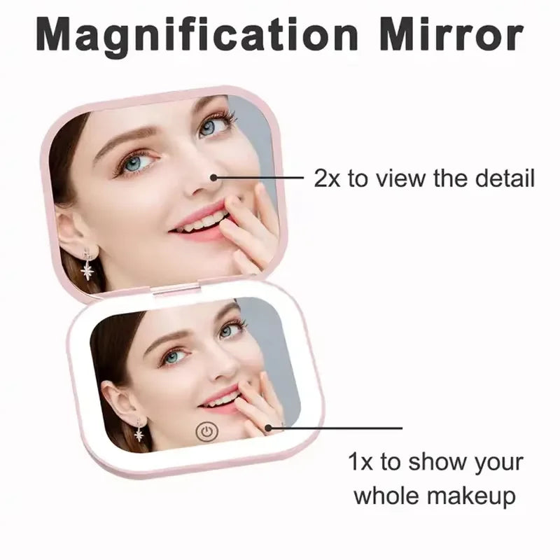 Rechargeable LED Compact Mirror, 1x & 2x