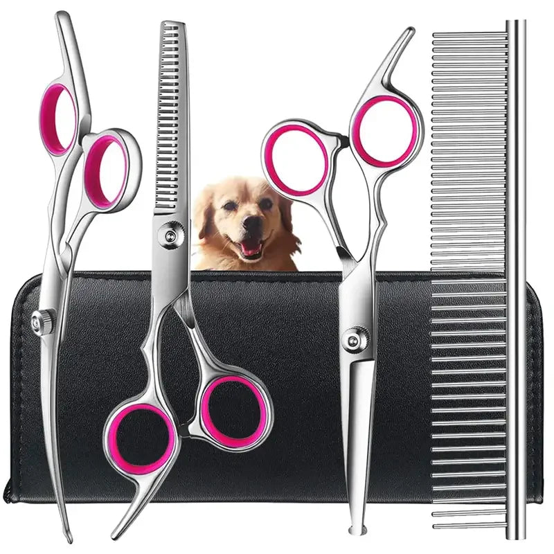 4-Piece Pet Grooming Scissors with Round Safety Tips
