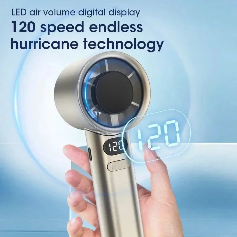 Mini Handheld Fan with Battery Display, USB-C Rechargeable