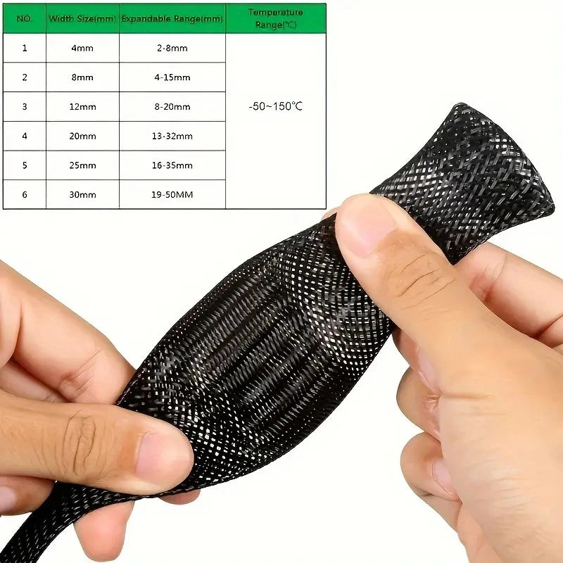 Expandable Braided Cable Sleeve, 10 m