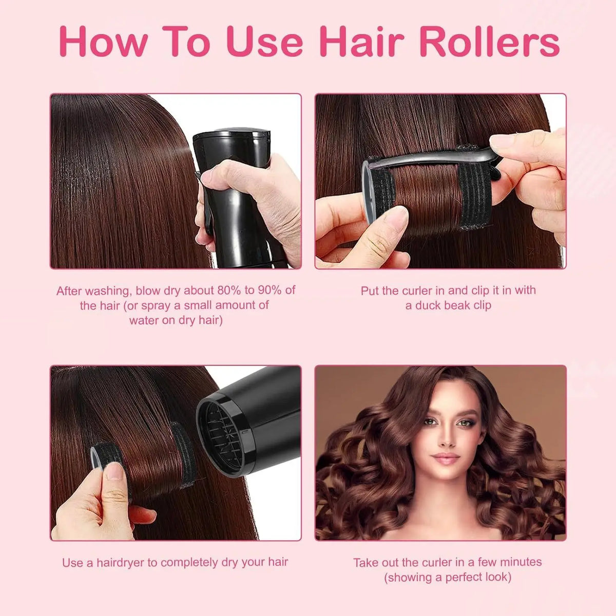 Self-Grip Hair Rollers Set with Clips