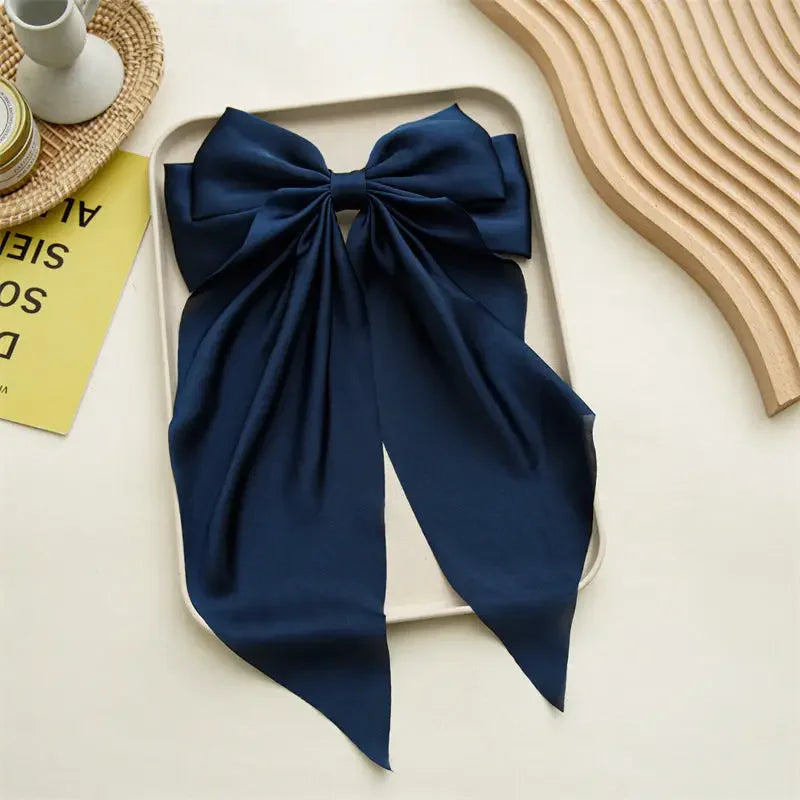 Oversized Satin Hair Bow Clip