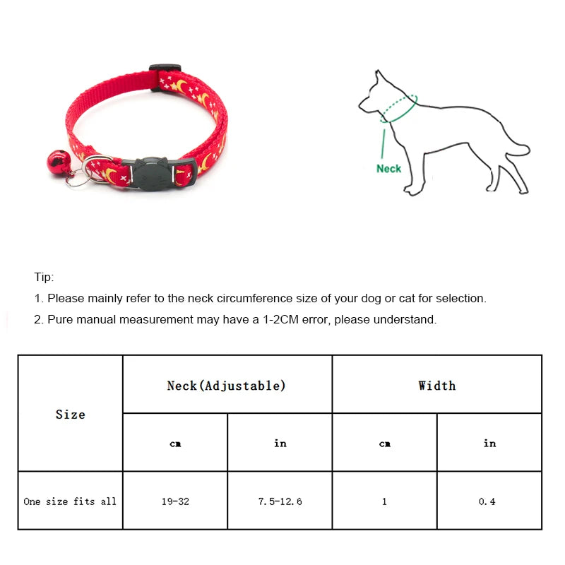 Star & Moon Cat Collar with Bell and Safety Buckle