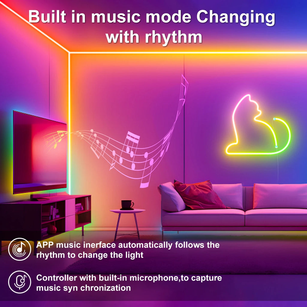 USB RGBIC Neon LED Strip Light with App & Remote