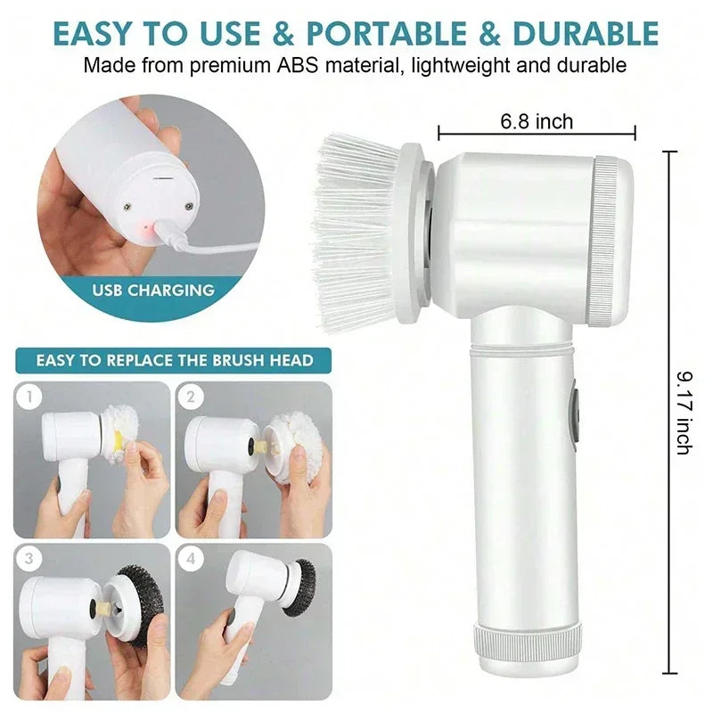 Cordless Electric Spin Scrubber with Brush Heads