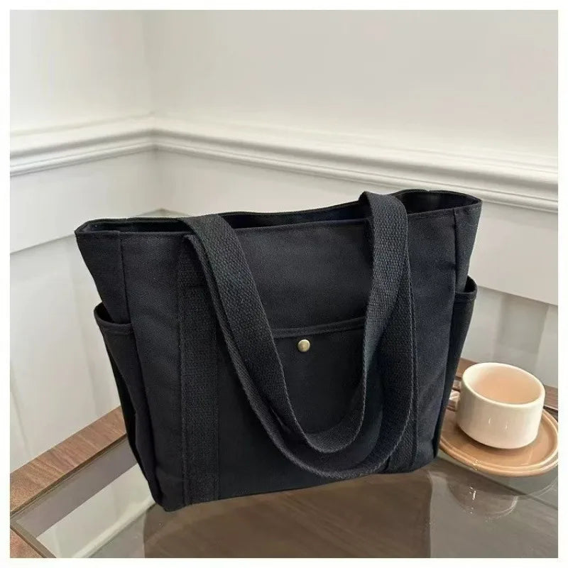 Everyday Canvas Tote Bag with Pockets