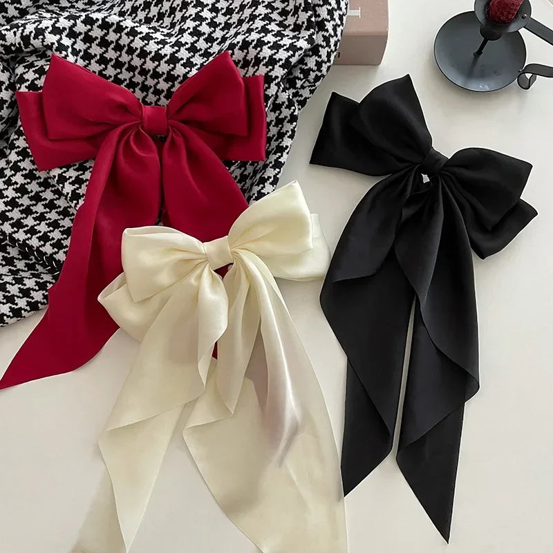 Oversized Satin Hair Bow Clip