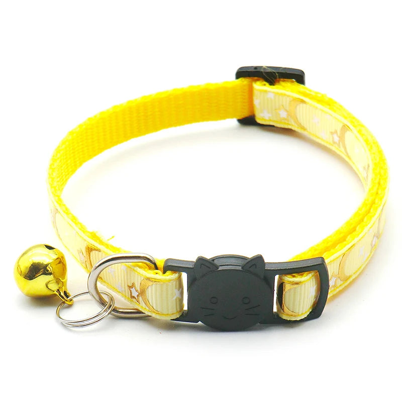 Star & Moon Cat Collar with Bell and Safety Buckle