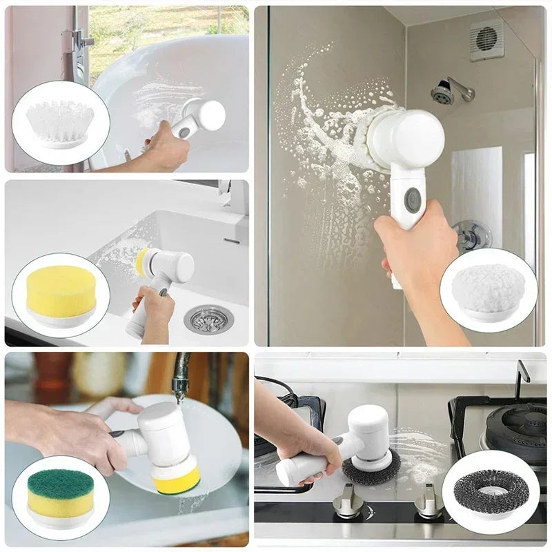Cordless Electric Spin Scrubber with Brush Heads