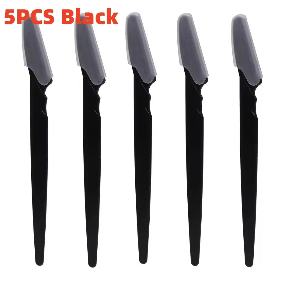 Brow & Face Razors with Covers, 5-Pack
