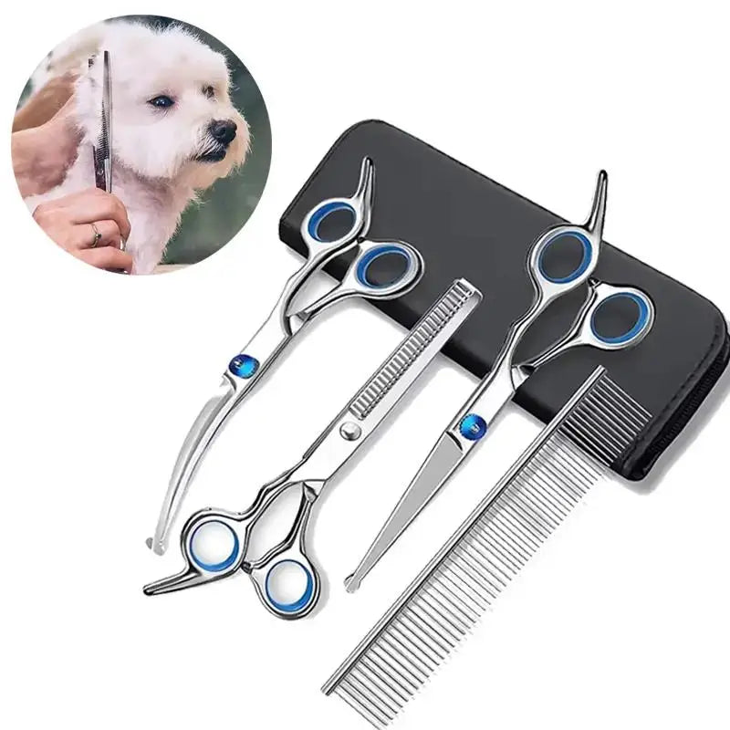 4-Piece Pet Grooming Scissors with Round Safety Tips