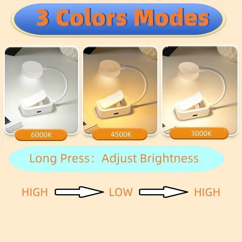 Clip-On LED Book Light, 3 Colour Modes