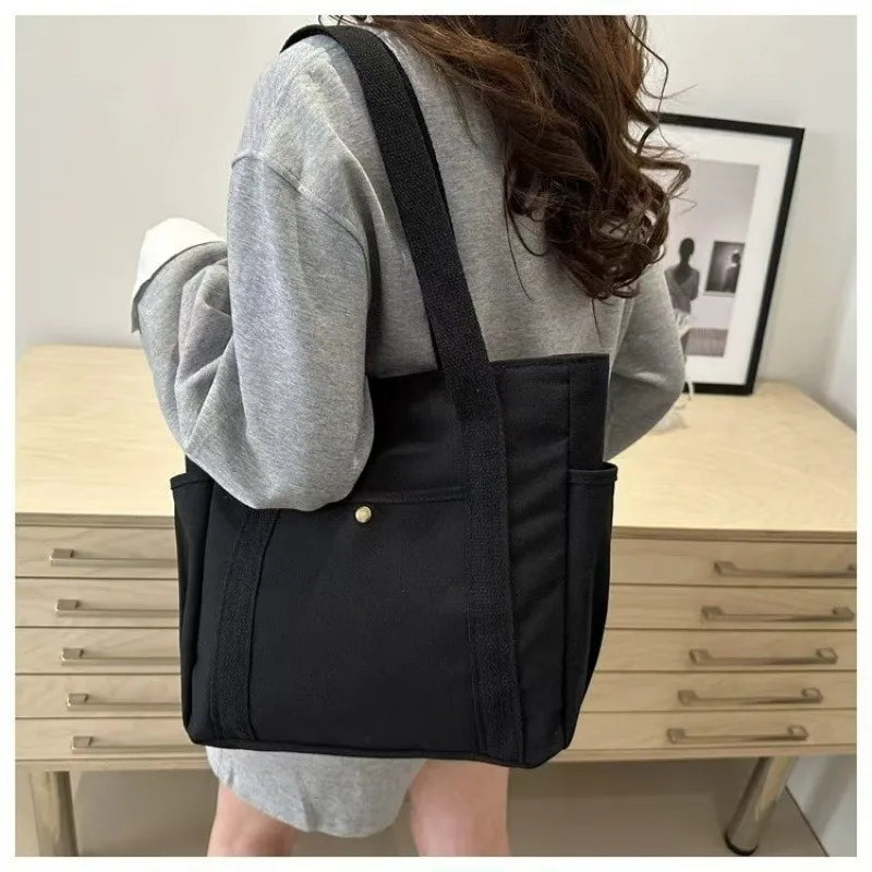 Everyday Canvas Tote Bag with Pockets