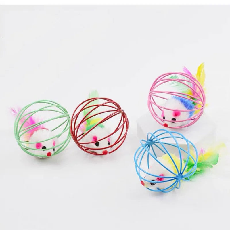 Mouse-in-Cage Interactive Cat Toy
