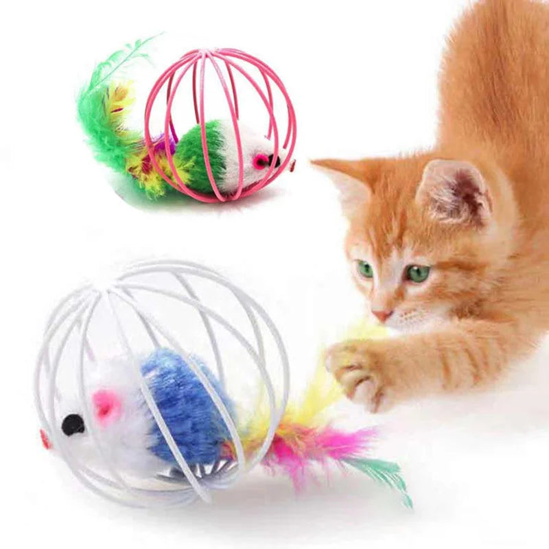 Mouse-in-Cage Interactive Cat Toy