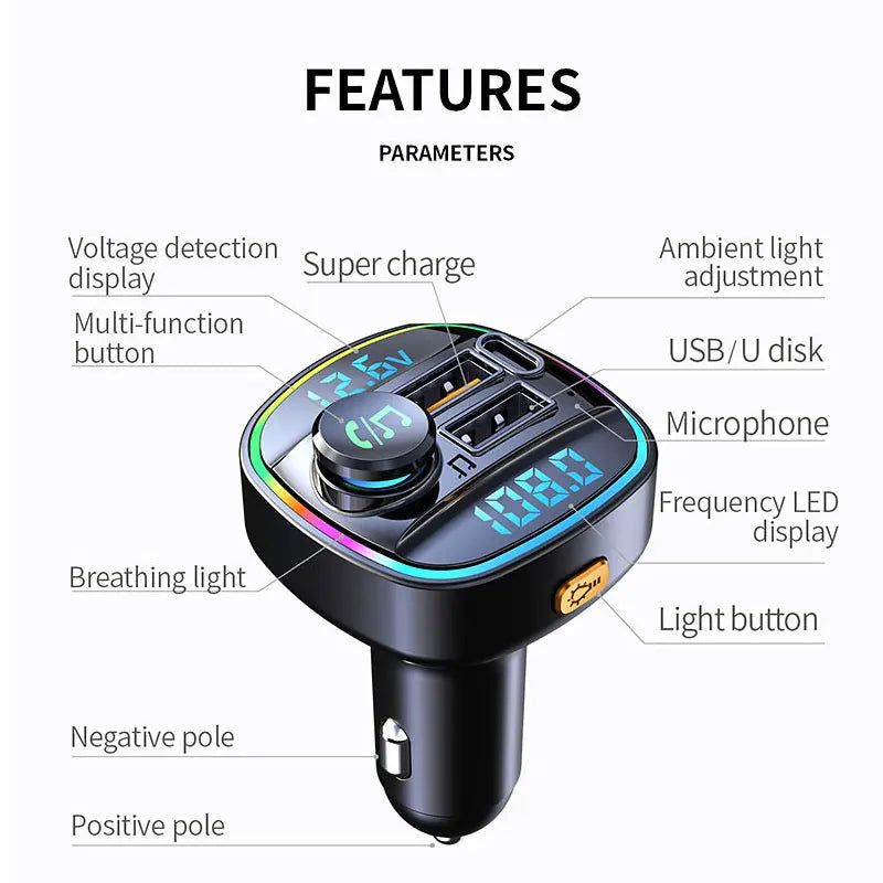 Bluetooth 5.0 FM Transmitter & Car Charger