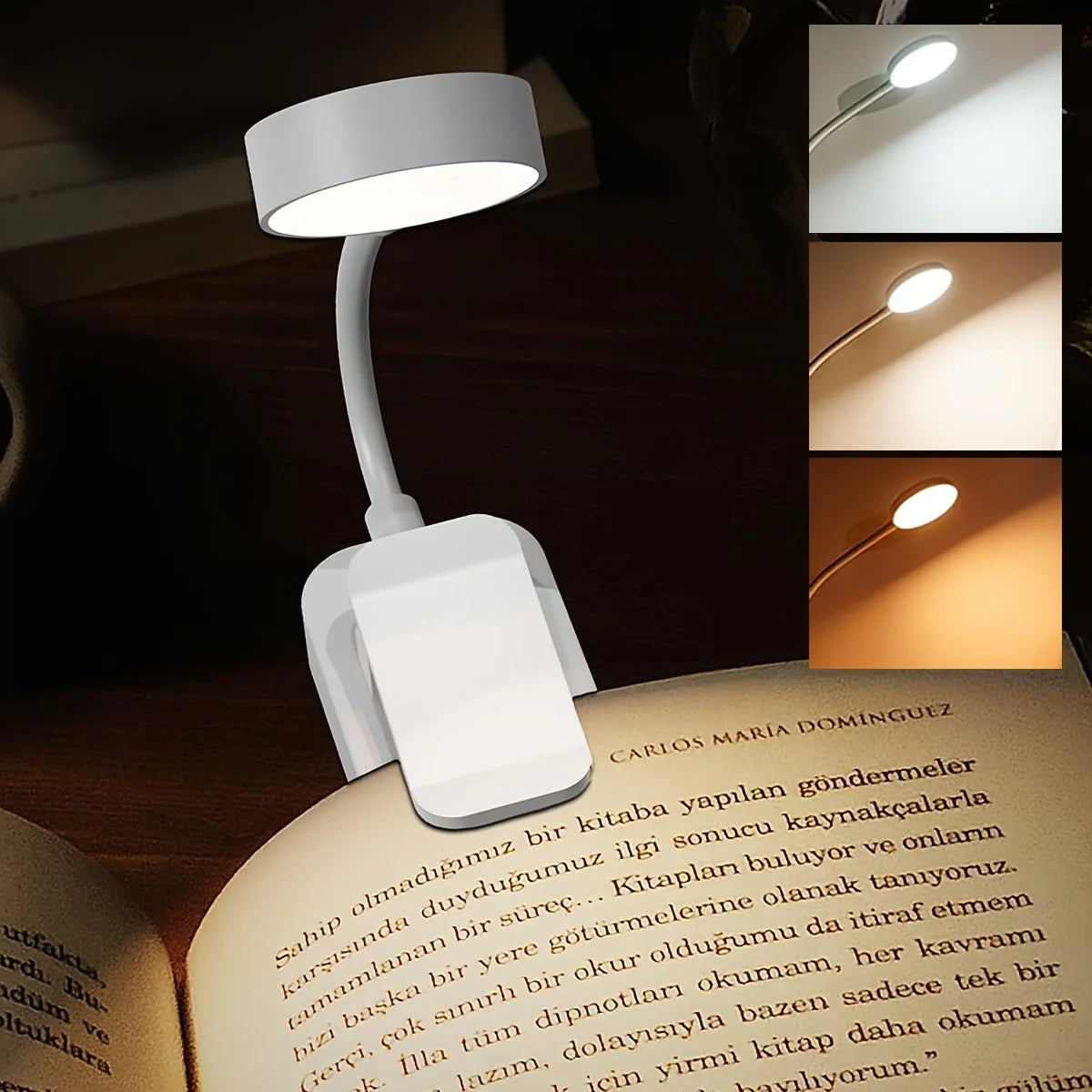 Clip-On LED Book Light, 3 Colour Modes